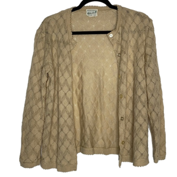 𝅺HELEN Sue Vintage Tan Cardigan Size m medium - Picture 1 of 5